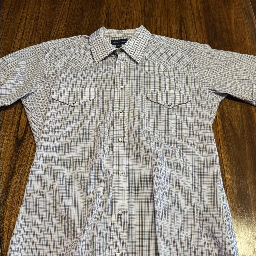 Panhandle Slim Men's Plaid Button Down Shirt - Blue and White
